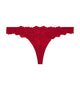 My Fit Lace Thong in RUMBA RED. Flat lay front view