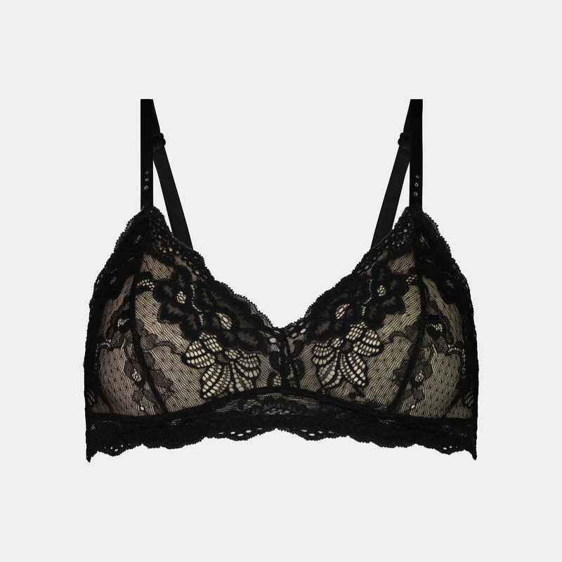 My Fit Lace Bralette in BLACK. Flat lay front view