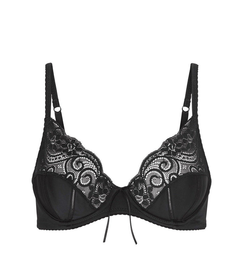Iveta Underwire Bra in BLACK. Flat lay front view
