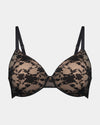 Lace Sculpt Underwire Bra in BLACK. Flat lay front view