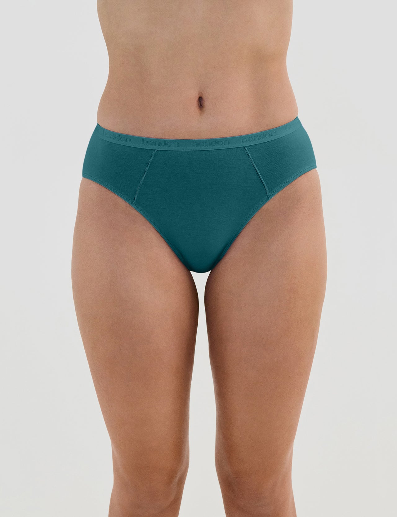 Model wears Body Cotton Bikini in RAIN FOREST. On body front view