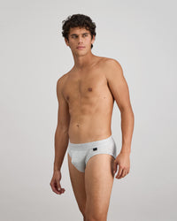Bamboo Mens Brief in GREY MARLE. Flat lay back view