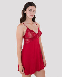 Siesta Chemise in JESTER RED. Flat lay back view