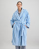 Model wears Riviera Robe in COOL BLUE. On body front view