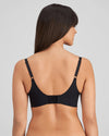 Model wears Flawless Form Contour Bra in BLACK. On body back view