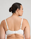 Model wears Sculpt Contour Bra in WHITE. On body back view