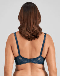 Model wears Midnight Express Underwire Bra in REFLECTING POND. On body back view