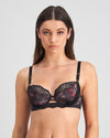 Model wears Confessions Contour Bra in SNAKE PRINT/BLACK. On body front view