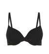 Body Cotton Contour Bra in BLACK. Flat lay front view