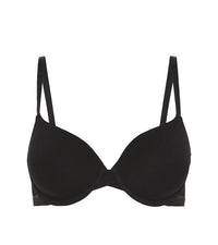 Body Cotton Contour Bra in BLACK. Flat lay front view