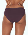 Model wears Body Cotton Bikini in PLUM PERFECT. On body back view