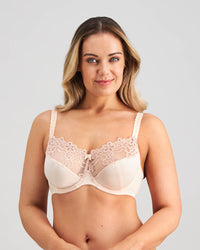 Coral Twin Pack Underwire Bra in PEARL BLUSH/MEDIEVAL BLUE. Feature shot