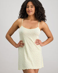 Smoothie Chemise in TRANSPARENT YELLOW. Flat lay back view