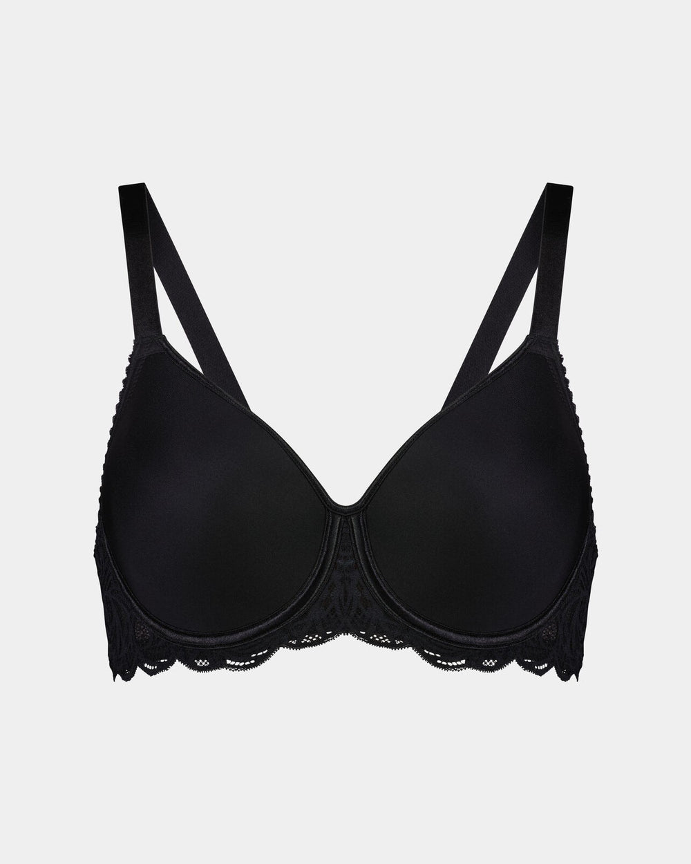 Lace Perfect Contour Bra in BLACK. Flat lay front view