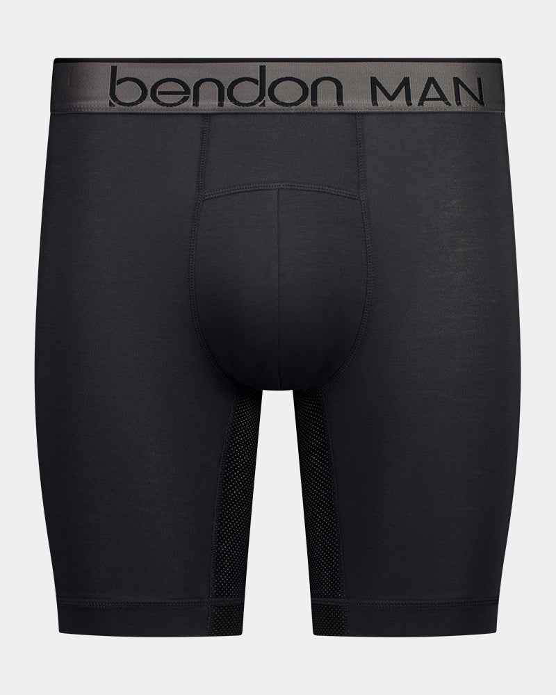 Everyday Active Mens Long Trunk Twin Pack in WINTER CAMO/BLACK. Flat lay back view