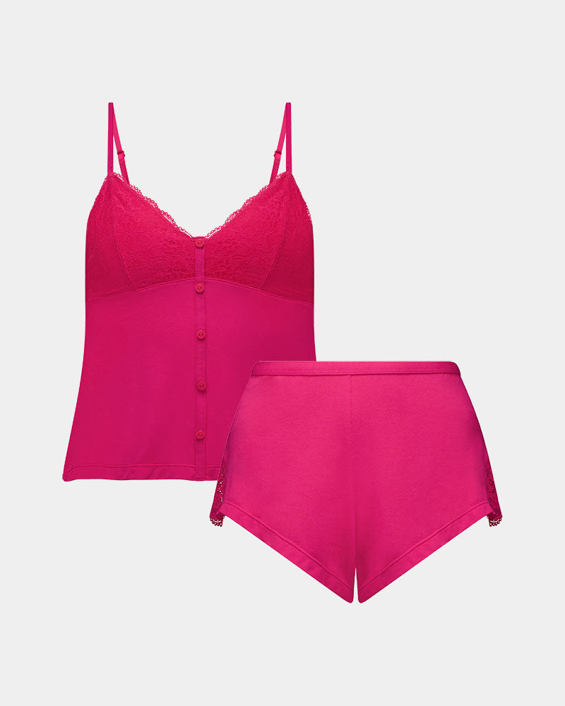 Cassie Cami & Short Set in JAZZY. Flat lay front view