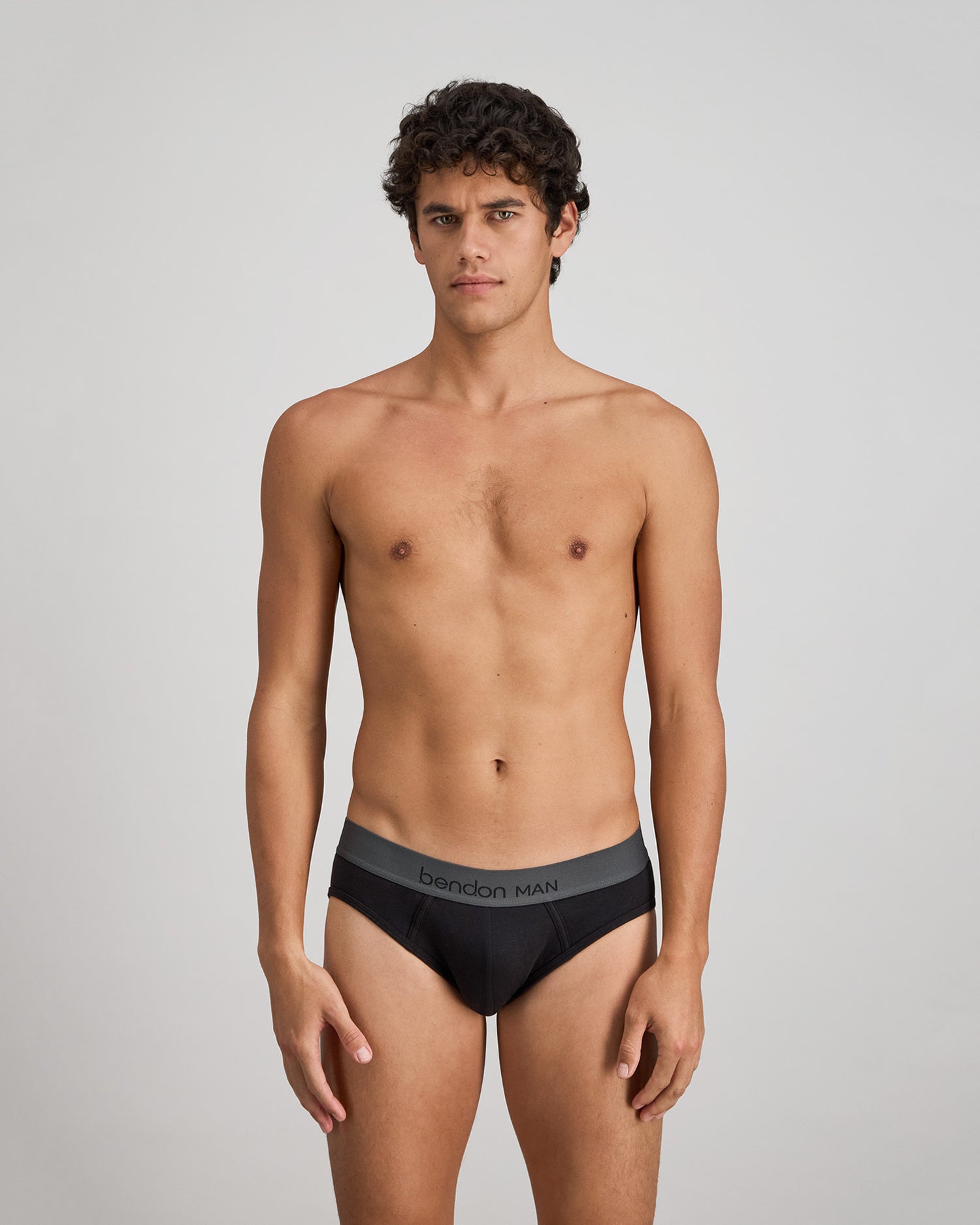 Cotton Low-Rise Mens Brief in BLACK. Feature shot