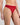 Model wears Lightweight High Cut Brief in SALSA. On body side view