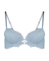 Jeanie Push Up Bra in OMPHALODES. Flat lay front view