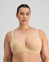 Model wears Sculpt Contour Bra in LATTE. On body front view