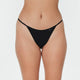 Model wears Clemence Thong in BLACK. On body front view