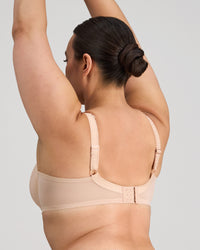 Faithful Underwire Bra in LATTE. Flat lay back view