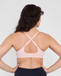 Power Underwire Bra in LATTE. Flat lay back view