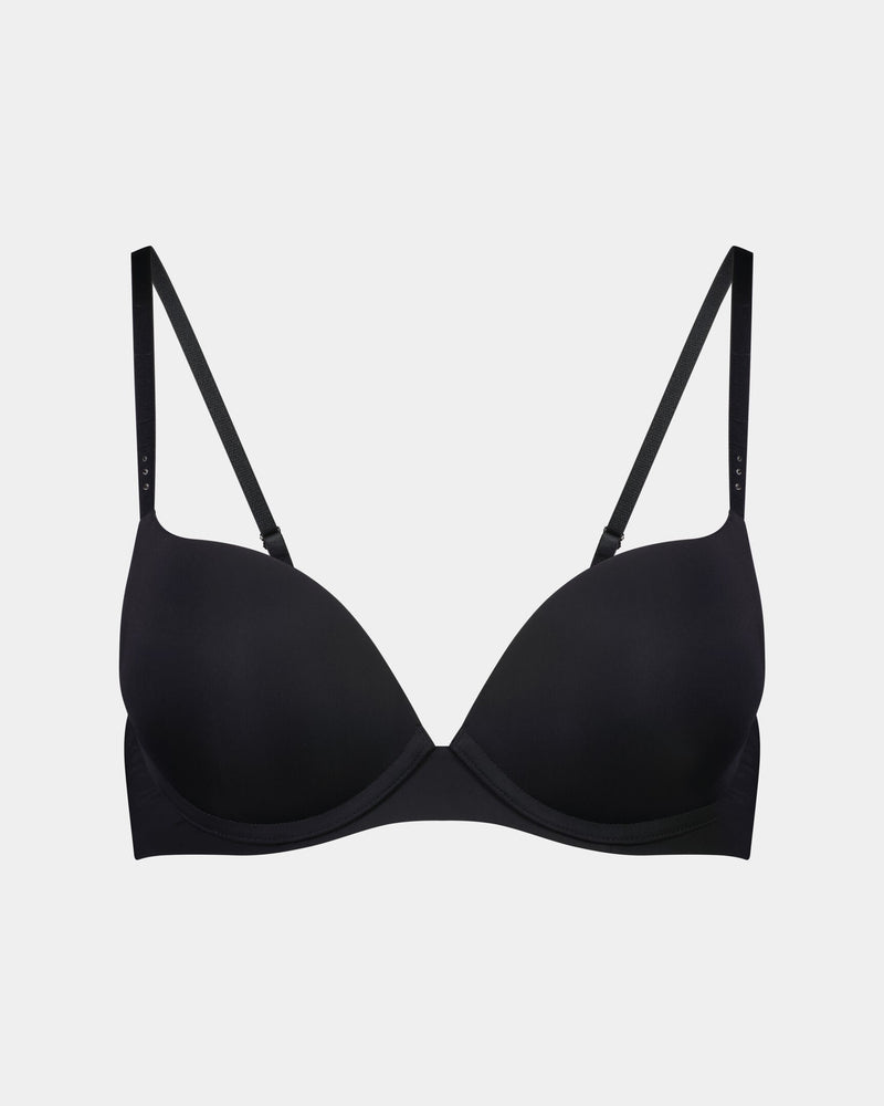 My Fit Smooth Push Up Bra in BLACK. Flat lay front view