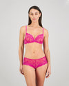 My Fit Lace 200% Boost Push-Up Plunge Bra in FANTASY FUCHSIA. Flat lay back view