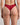 Model wears My Fit Lace Thong in JESTER RED. On body back view