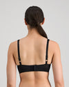 Model wears Damask Contour Bra in BLACK. On body back view
