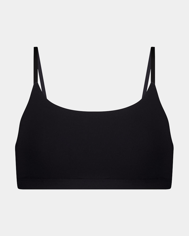Extra-Ordinary Crop Top in BLACK. Flat lay front view