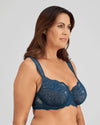Model wears Midnight Express Underwire Bra in REFLECTING POND. On body side view