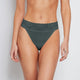 Model wears Lace Trim High Cut Brief in URBAN CHIC. On body front view