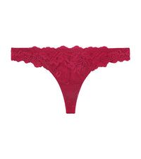 My Fit Lace Thong in JESTER RED. Flat lay front view
