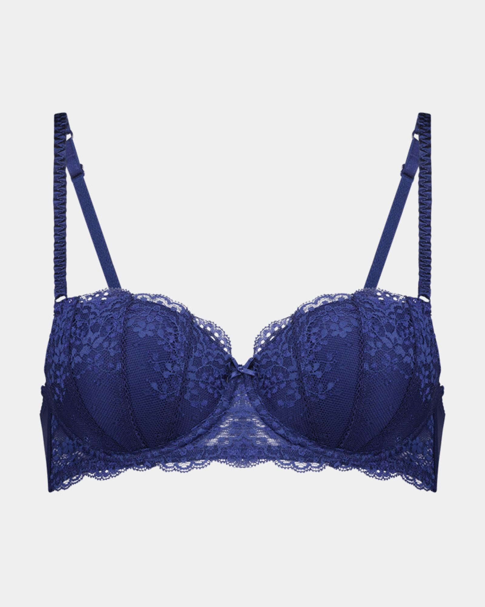 Sofia Contour Bra in Medieval Blue. Flat lay front view