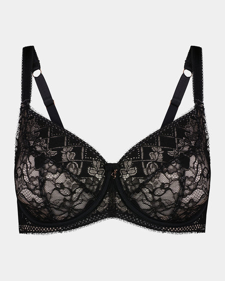 Daring Underwire Bra in BLACK. Flat lay front view