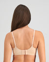 Model wears Comfit Collection Wire Free Front Opening Bra in LATTE. On body back view