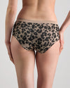 Model wears Seamless Jacquard Full Brief in LEOPARD LOVER. On body back view