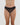 Model wears Lacey Bikini in BLACK. On body front view