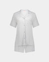 Belle Bamboo Short PJ in LIGHT GREY MARLE. Flat lay front view