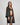 Model wears Lost Paradise Robe in BLACK PRINT. On body side view