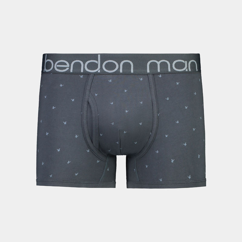 Cotton Print Series Mens Trunk in NATURE PRINT CHINA BLUE. Flat lay front view