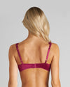 Model wears Damask Twin Pack Contour Bra Twin Pack in RASPBERRY/NOVELLE PEACH. On body back view