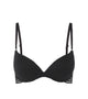 Stripe Elastic & Papertouch Push Up Bra in BLACK. Flat lay front view