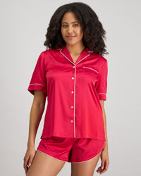 Model wears Holly Short Pj Set in JAZZY. On body front view