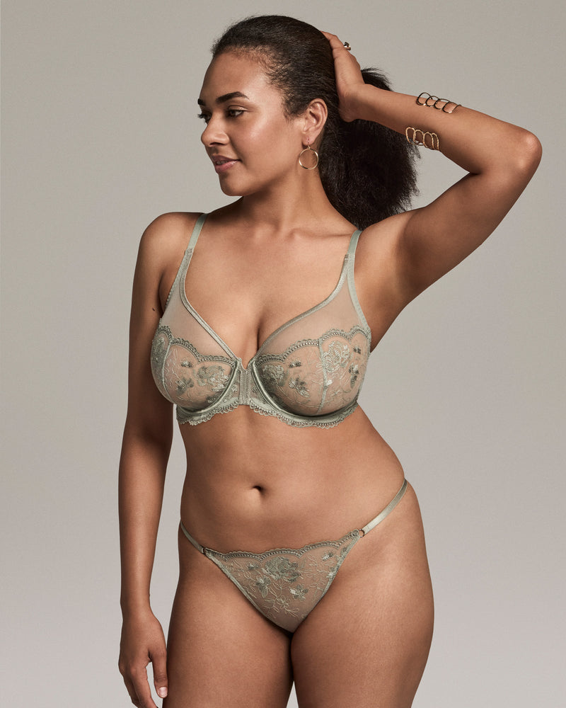 Romilly Underwire Bra in ICEBERG GREEN. Feature shot