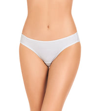 Model wears Freestyle Bikini in WHITE. On body front view