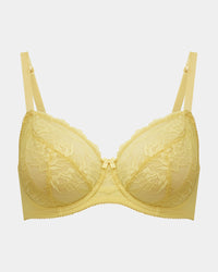 Kaia Underwire Bra in LEMON MERINGUE. Flat lay front view