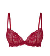 My Fit Lace Push Up Bra in JESTER RED. Flat lay front view